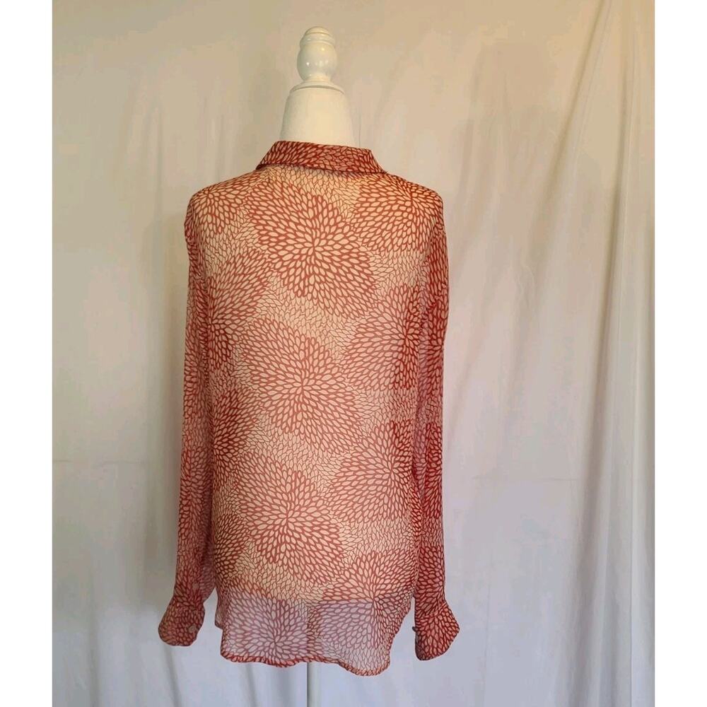 Sold! Equipment Red Sheer Silk Blouse M - Picture 4 of 5